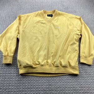 Vintage Eddie Bauer Golf Windbreaker Jacket Pullover V-Neck Men Medium M Yellow